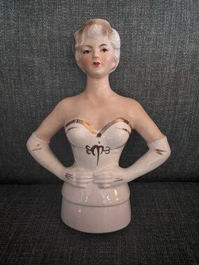 Vintage 1950s ceramic half doll